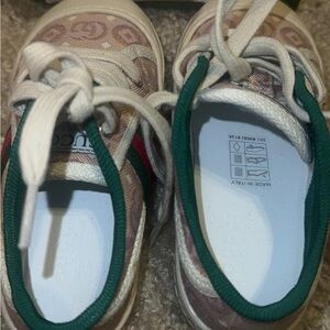 Toddler Gucci Brown and Green Canvas Sneakers